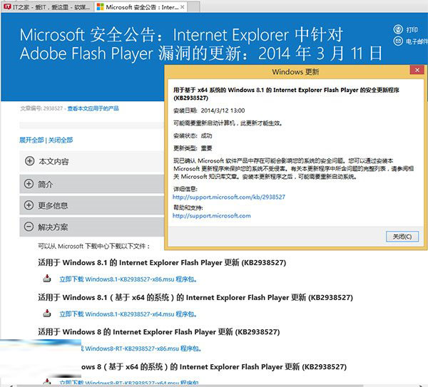 修复Win8/Win8.1下E10/IE11不能显示Flash问题