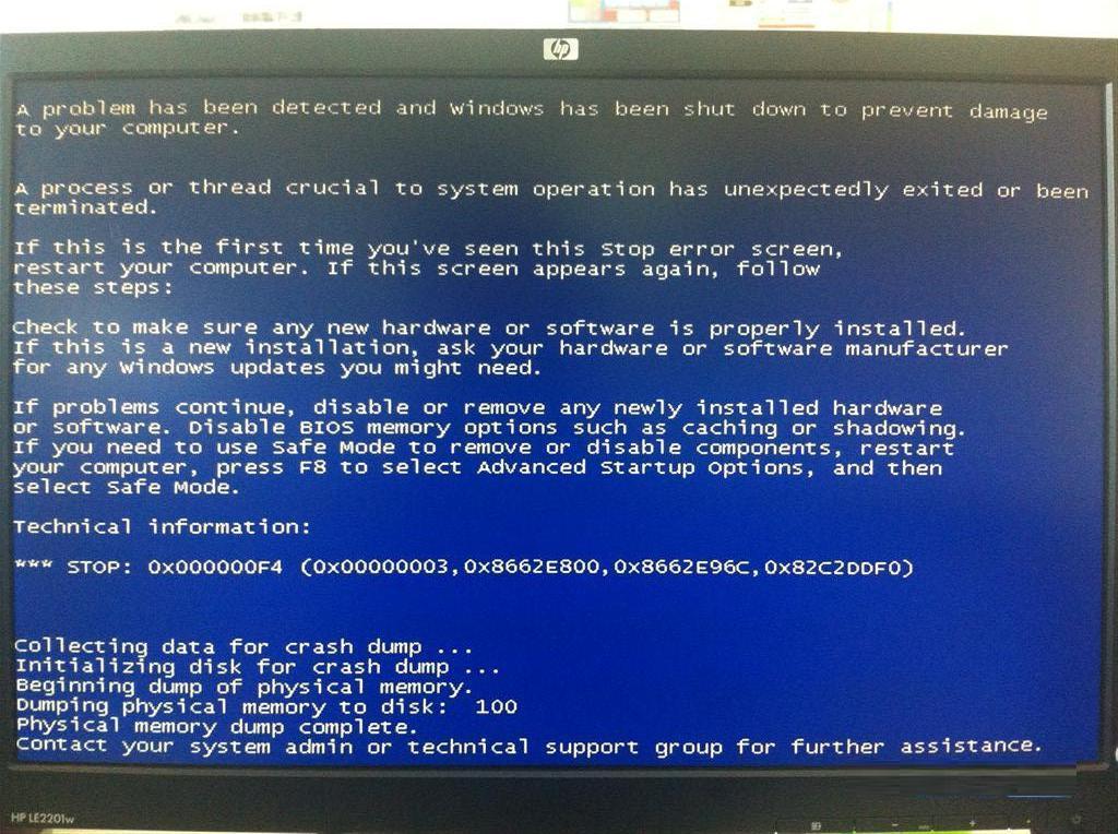 win7系统开机蓝屏代码0x00000f4原因分析与解决
